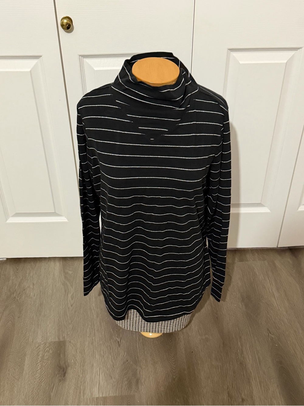 Talbots Black Striped Turtleneck Sweater - Women's 1x